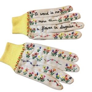 Hand Made Painted Gardening Gloves Cottagecore Vintage 90’s Whimsical Garden